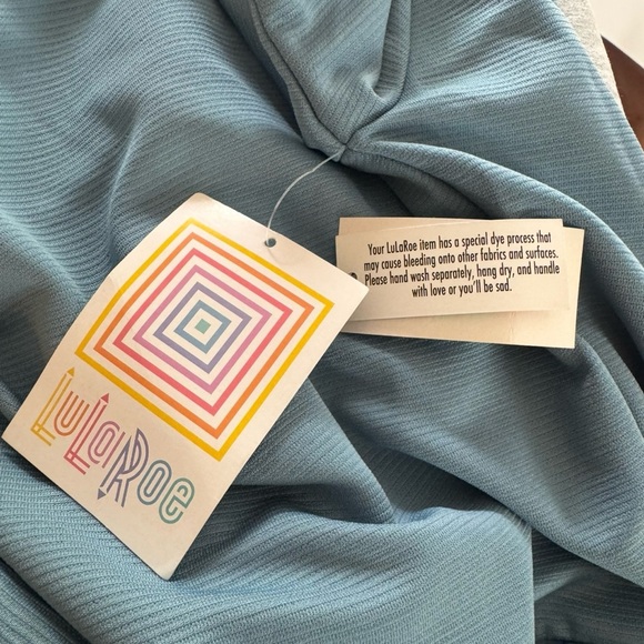 NWT LuLaRoe Women’s Blue Pleated Midi Dress with Short Puff Sleeves Size S - Picture 5 of 11